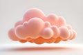 Abstract peach color curly cloud isolated on white background. Textured cartoon 3D illustration