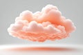 Abstract peach color curly cloud isolated on white background. Textured 3D illustration, natural