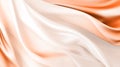 Abstract peach silk fabric texture background. Peach Fuzz color of the year 2024. Elegant luxury satin cloth with wave