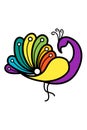 Abstract Peacock icon showing a colorfull feathers