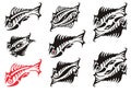 Abstract peaked skeleton fish symbols