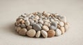 Abstract Pebble Arrangement. A Study in Texture, Tone, and Circular Composition. Royalty Free Stock Photo