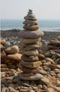 Abstract Pebble and Rock Sculptures on the beach