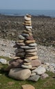 Abstract Pebble and Rock Sculptures on the beach