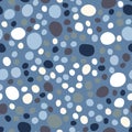 Abstract pebble seamless pattern on blue background