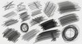 Abstract Pencil and Charcoal Scribbles and Texture Samples on White Paper Royalty Free Stock Photo