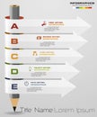 Abstract pencil Infographics with 5 step option. Vector illustration.