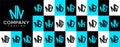 Abstract pentagon letter N logo design vector. Line polygonal NN N letter logo.