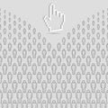 Abstract People Background and 3D Hand Cursor. Grey Vector People Crowd Made of Simple Line Icons Royalty Free Stock Photo