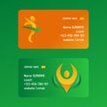 Abstract people business cards vector illustration. Contact information of coach. Healthy lifestyly, doing exercises
