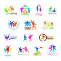 Abstract people icon vector person sign on logo of teamwork in business company or fitness logotype with sportsman