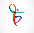 Abstract human figure logo design. Gym, fitness, running trainer vector colorful logo. Active Fitness, sport, dance web Royalty Free Stock Photo