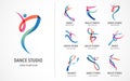 Abstract people logo design. Gym, fitness, running trainer vector colorful logo. Active Fitness, sport, dance web icon