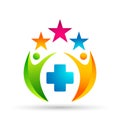 Abstract medical clinc People Union Celebration on Corporate Invested Business successful logo Financial Investment concept icon