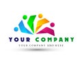 Abstract People Union team, group work Logo on Corporate Invested Business successful logo. Financial Investment concept icon