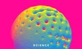 Abstract perforated sphere. Art geometric primitive. Damaged cell or bacterium with holes in outer shell. Voxel art.Vector