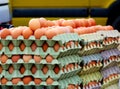 Abstract perspective of egg crates in market place