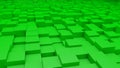 Abstract perspective modern architecture 3D background with green cubes on the wall Royalty Free Stock Photo