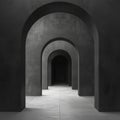 Abstract perspective of repetitive archways