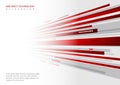 Abstract perspective technology geometric red and gray on white background