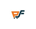 Abstract PF Letter Shopping basket Shape Creative Logo