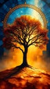 An abstract philosophical illustration of a tree of time and knowledge Royalty Free Stock Photo