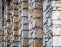 Abstract photo of the back very thick stone wall of a hotel in the Goslar old town