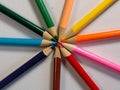 abstract photo in the form of multi-colored pencils in the shape of a circle Royalty Free Stock Photo