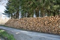 Abstract photo pile natural wood background dry chopped firewood logs ready for winter