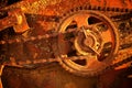 Abstract photo of rusty metal cog wheel