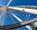 Abstract photo white ferris wheel on blue sky