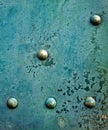 Battered Blue Metal With Circular Domes