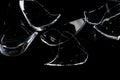 Abstract photograph of broken glass with black background