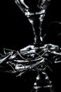 Abstract photograph of broken glass with black background