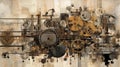 Abstract photography in steampunk style, with gears and other gadgets