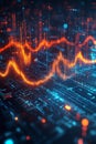 organic sound waves blending with circuit boards and neural network nodes