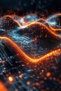 organic sound waves blending with circuit boards and neural network nodes
