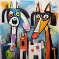 Abstract Neo-Expressionism Digital Art Portrait two dogs Royalty Free Stock Photo