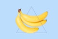 Abstract picture of banana on a light blue background with triangle frame