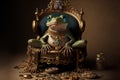 Abstract picture of the Chinese Feng Shui lucky money frog with coin. Generative AI. Wellness and rich concept Royalty Free Stock Photo