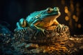 Abstract picture of the Chinese Feng Shui lucky money frog with coin. Generative AI. Wellness and rich concept Royalty Free Stock Photo