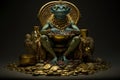 Abstract picture of the Chinese Feng Shui lucky money frog with coin. Generative AI. Wellness and rich concept Royalty Free Stock Photo