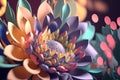 Abstract picture of 3d generated flowers in unique style. Generative AI