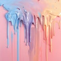 Abstract picture featuring soft, dripping pastel-colored paints, resembling stains.