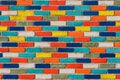 Abstract picture of wall with colorful bricks. background. stone urban design Royalty Free Stock Photo