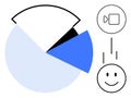 Abstract Pie Chart with Smile Icon Communicating Data Visualization and Interaction Concept Royalty Free Stock Photo