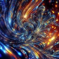 Abstract piece with swirling multicolored shapes and bright lights, portraying a dynamic and futuristic essence, generative ai