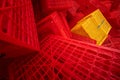 Abstract Pile of red and yellow plastic crates