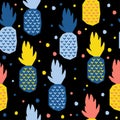 Abstract pinapple seamless pattern background. Childish handmade craft for design card, cafe menu