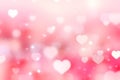 Abstract Pink background with heart shape bokeh. White pink blur lights. wallpaper Valentine day. Royalty Free Stock Photo